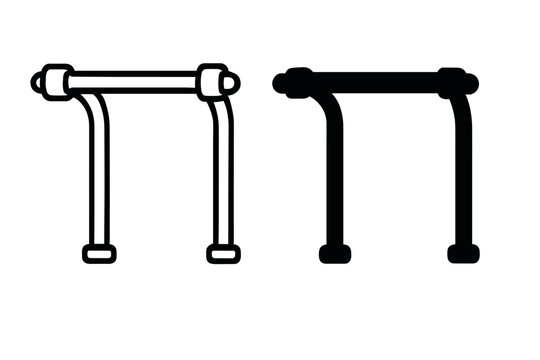 Two simple icons of parallel bars, one outlined and one solid black