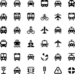 Transport Vehicle Icon Set Black Vector Simple Transportation Icons