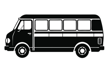 minibus silhouette line art vector illustration