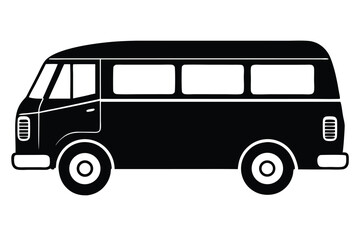 minibus silhouette line art vector illustration