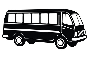 minibus silhouette line art vector illustration