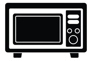 microwave oven silhouette line art vector illustration