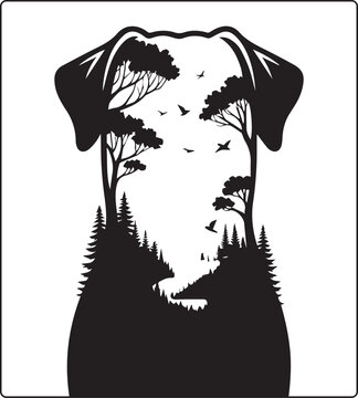 Dog coloring for adults with zentangle stylized black outline vector elements