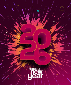 2026 Happy new year, celebrating colourful new year