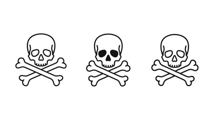 Three skull and crossbones icons in a simple black line art silhouette © MdGolam
