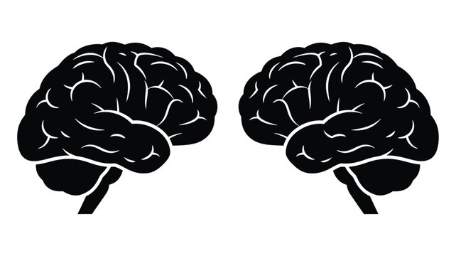 Two human brains depicted in a striking black silhouette