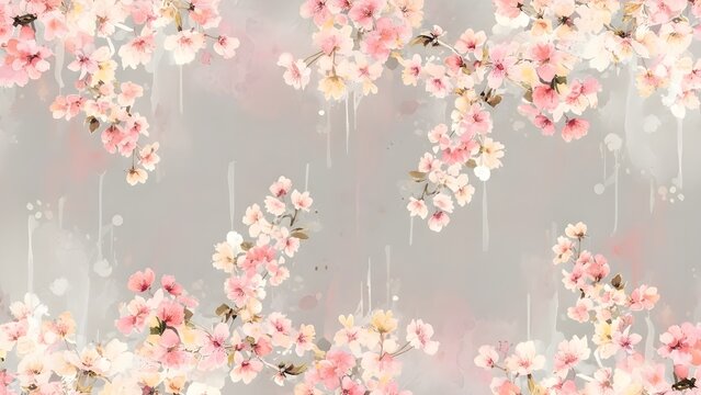 Dreamy Watercolor Cherry Blossom Seamless Wallpaper