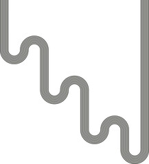 Striped path running diagonally with wave motion and continuous curved direction.