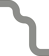 Striped path combining zigzag movement and diagonal direction with wave continuity.
