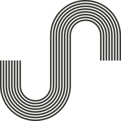 Striped path forming a maze with uneven routing and wave-based continuity.