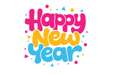 Happy New Year Brush Calligraphy Typography Vector Design