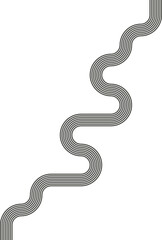 Striped path showing wave motion with uneven curvature and flowing direction.