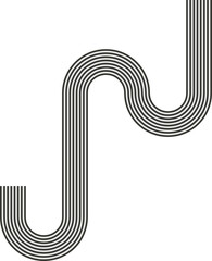 Striped path creating square turns combined with wave flow and curvature.