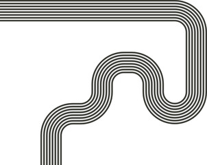 Striped path forming a wave route with continuous curvature and flowing direction.