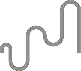 Striped path forming a maze structure based on square routing and connected paths.