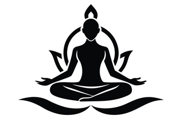 lotus pose silhouette line art vector illustration