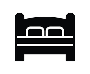 Minimalistic Black and White Illustration of a Double Bed Design