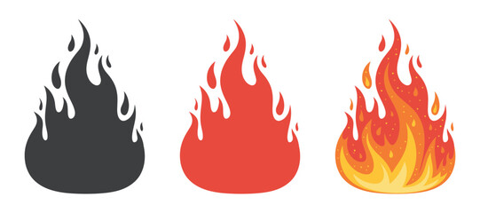 A striking illustration depicts three flame icons showcasing variations in color and detail from a dark silhouette to a vibrant colorful blaze