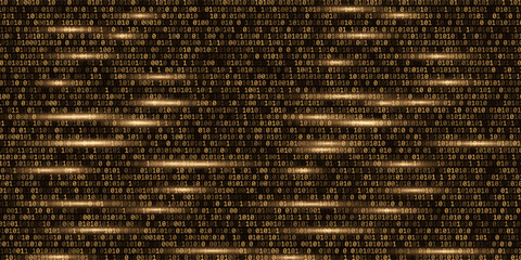 Vector digital code rain in a Matrix inspired futuristic style. High-tech backdrop with glowing binary characters. Binary Software Programming Code Background. Digital Data Technology Concept.
