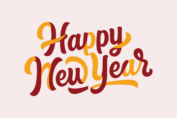 Happy New Year Brush Calligraphy Typography Vector Design