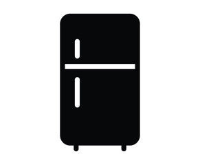 Simple Black Refrigerator Icon with Clean and Modern Design