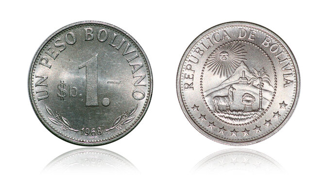 Coin 1 peso. 1968 year. Republic of Bolivia