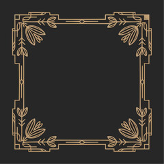 Art Deco Frame: A sophisticated art deco frame with intricate geometric patterns and floral motifs, perfect for adding a touch of elegance and vintage charm to any design.