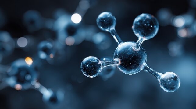Molecular structure scientific background blue glow - Powered by Adobe