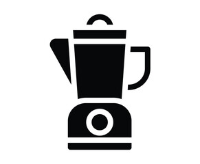 Black and White Icon of Kitchen Blender on White Background