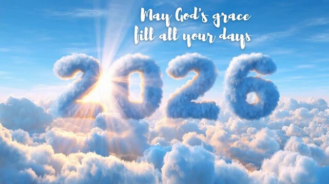May God's grace fill all your days of 2026; catholic new year animated greetings