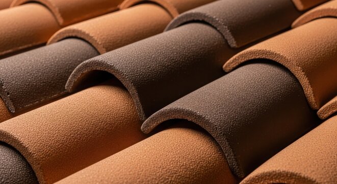 Close up texture of traditional terracotta roof tiles