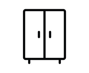 Simple Line Art of Modern Wardrobe Cabinet with Two Doors and Handles