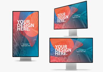 Monitor Screen Mockup Front and Side View