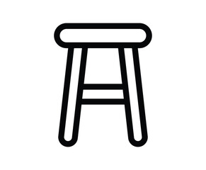 Simple Minimalist Stool Design in Black and White Outline Style