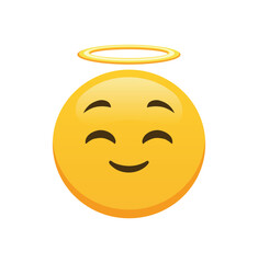 Angel Emoji Face Flat Vector