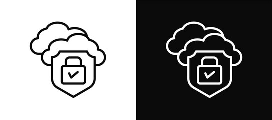 Cloud Security icon set black and white