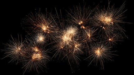 Fototapeta premium Stunning Fireworks Display Against a Dark Night Sky, Sparkling and Bright.