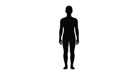 Fototapeta premium A full body depiction of a human form starkly contrasted against a white background silhouette