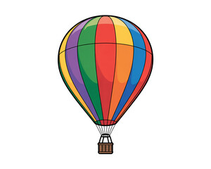 Fototapeta premium Colorful Hot Air Balloon With Wicker Basket rainbow isolated on a transparent background