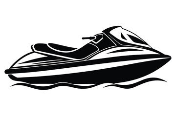 jet ski silhouette line art vector illustration