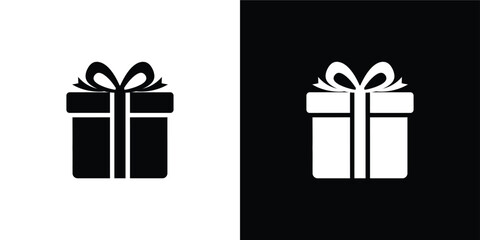 Minimalist Gift Box Icon Set, Flat Design Present Silhouettes for E-commerce and Holiday Branding