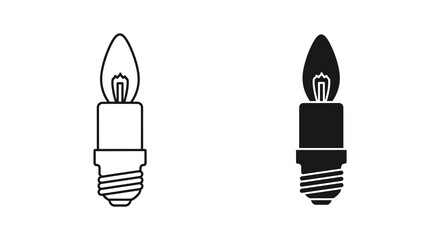 Two candle shaped light bulbs are displayed one white and one black a striking silhouette © Pvect02