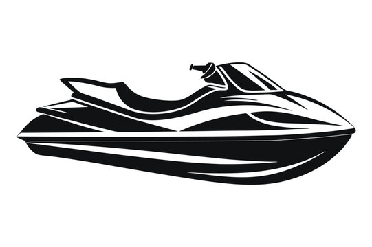 jet ski silhouette line art vector illustration