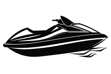 jet ski silhouette line art vector illustration
