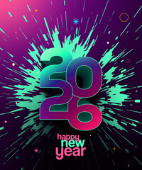 2026 Happy new year, celebrating colourful new year
