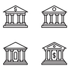 Court House Line Icons &ndash; Justice and Law Building Vector