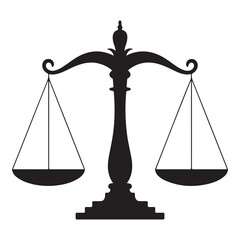 Scales of Justice Black Silhouette Vector Icon
