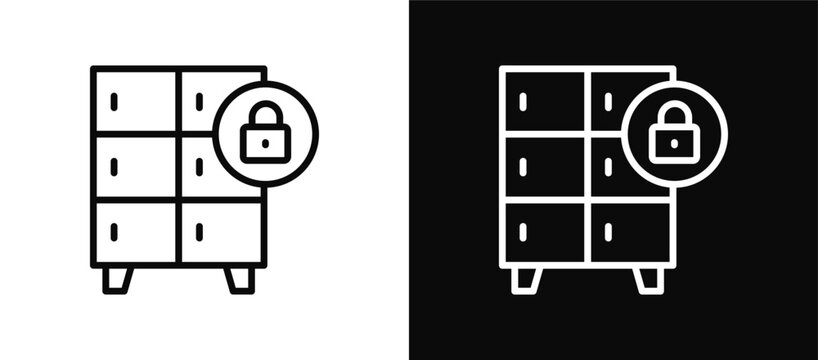 Locker icon set black and white