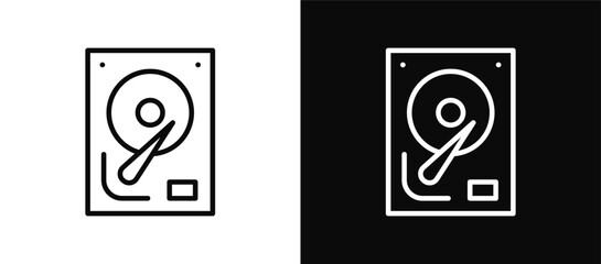 Hard Disk icon set black and white