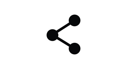 A simple black share icon design with connected circles and a line a striking silhouette